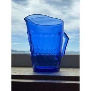 Shirley Temple Style Cobalt Blue Glass Pitcher Hazel Atlas 1936